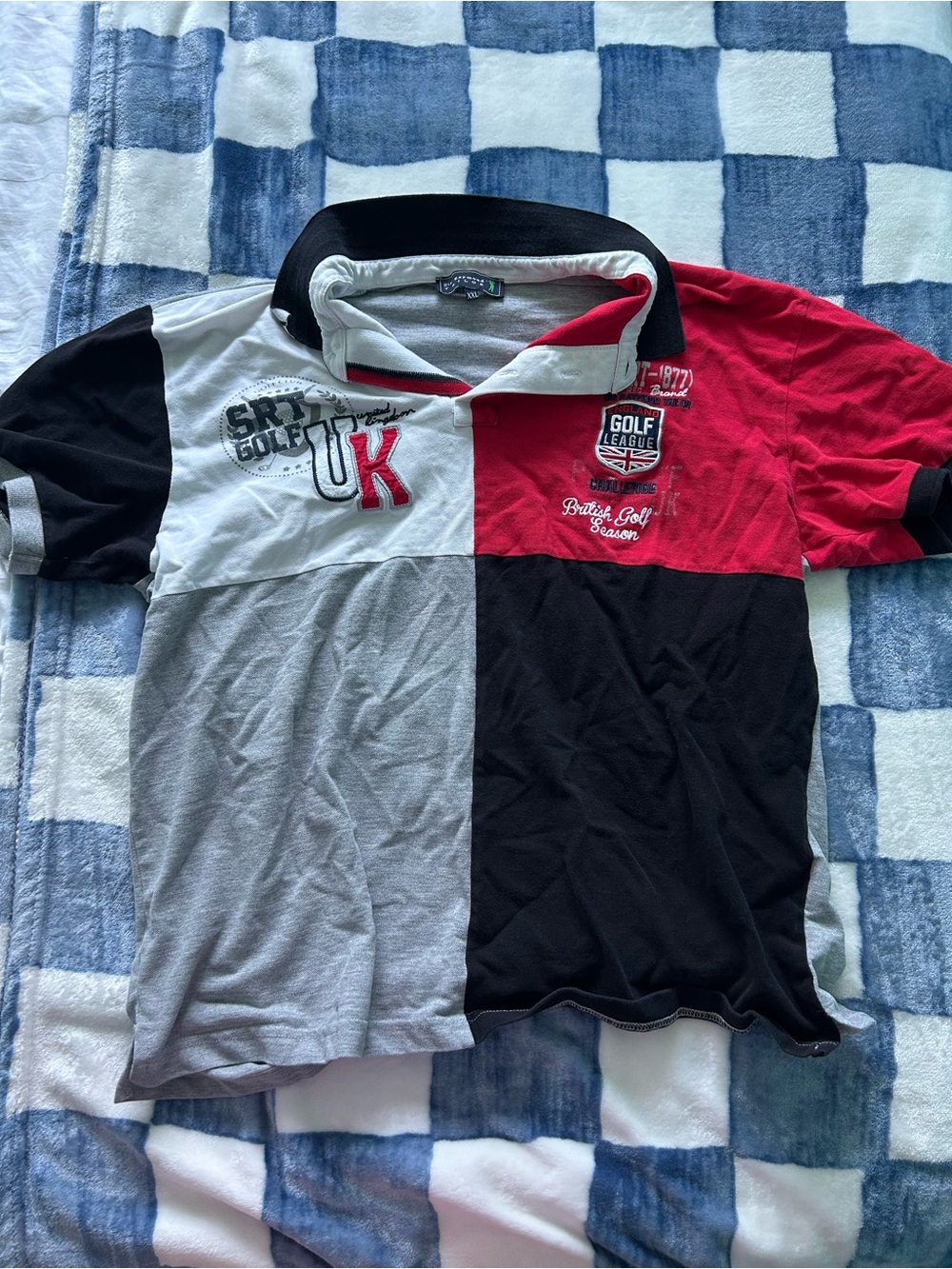 Raymond Colorblock Polo Shirt - Red, Black, Gray & White